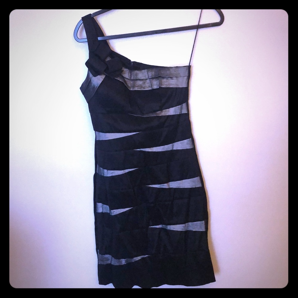 Black and silver one shoulder dress